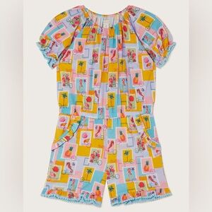 Monsoon girls 7-8 Stamp print playsuit multi romper